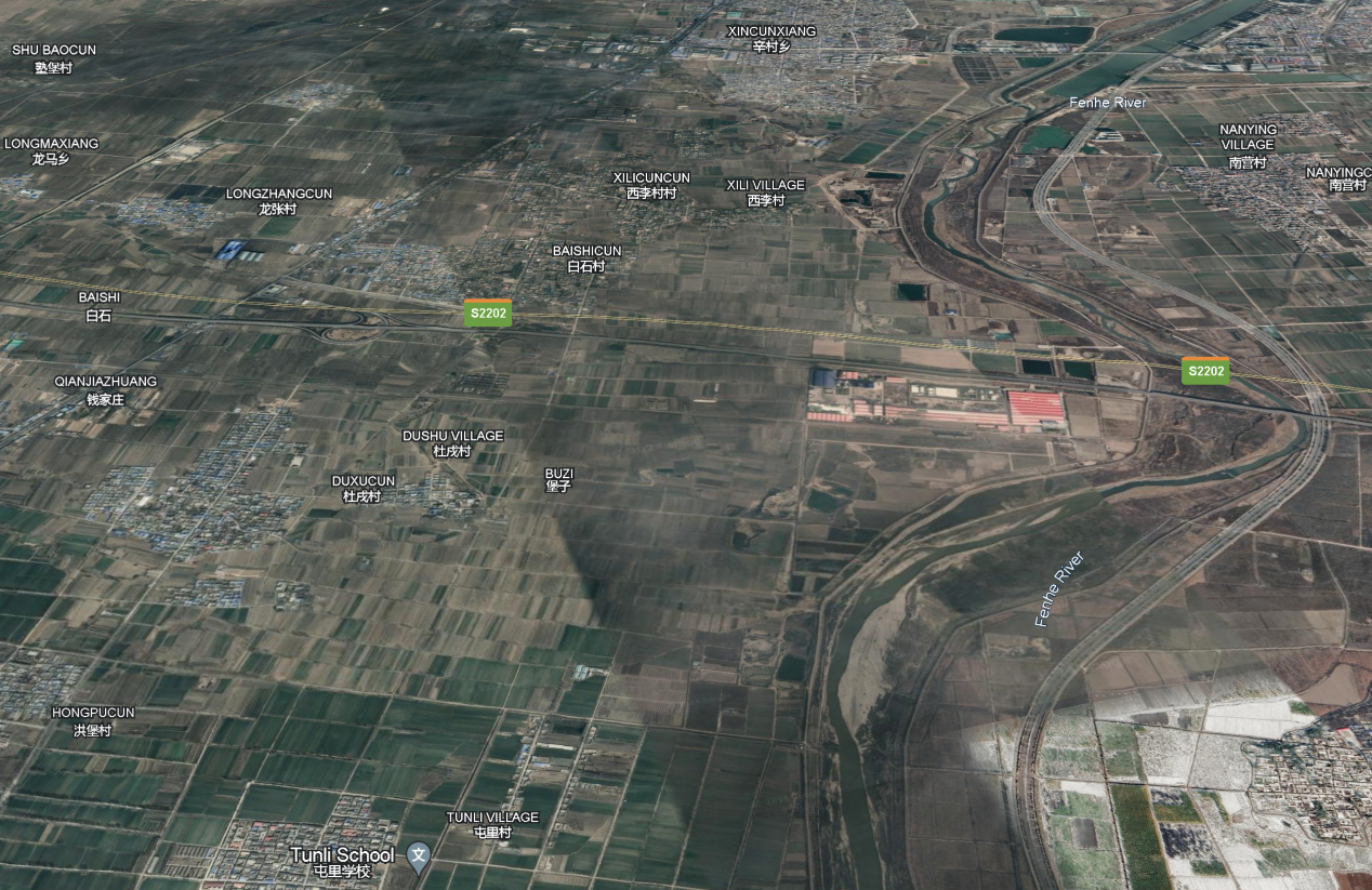 汾河与村庄相对位置图